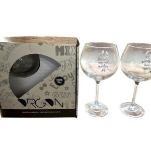 COPA VIDRIO GIN X 2 unidades ESTUCHE FRASES