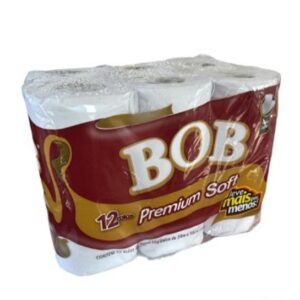 PAPEL HIGIENICO HOJA DOBLE BOB PREMIUM SOFT 12 x 20 metros. Pack por 10 unidades