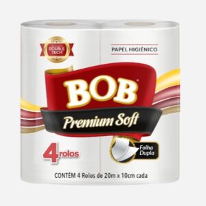 PAPEL HIGIENICO HOJA DOBLE BOB PREMIUM SOFT 4 x 20 metros. Pack por 10 unidades
