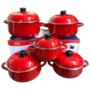 CACEROLA ENLOZADA SET X5 18/20/22/24/26CM ROJO