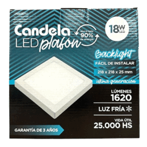 PLAFON LED CUADRADO C/BASE 12W CANDELA