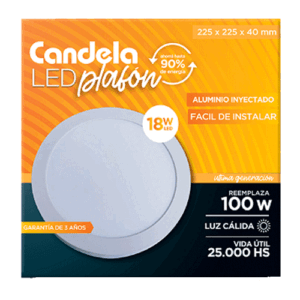 PLAFON LED REDONDO C/BASE 18W CANDELA CALIDO