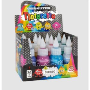 ADHESIVO VINILICO COLOR CON GLITTER TINTORETTO 30 GR x 12 Unidades