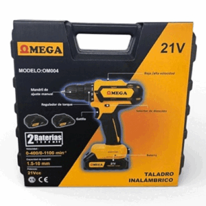 TALADRO/DESTORNILLADOR INALÁMBRICO OMEGA 2 BATERIAS 21v