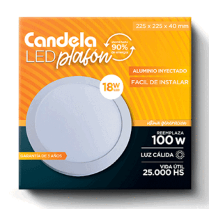 PLAFÓN LED REDONDO CON BASE CALIDA CANDELA 18W