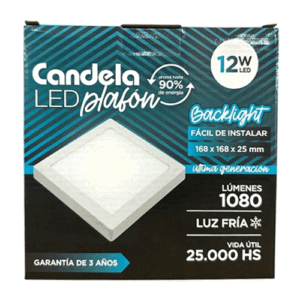 PLAFÓN LED CUADRADO CON BASE 12W CANDELA