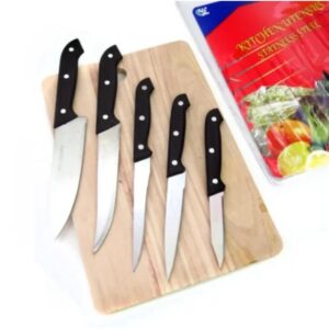SET CUCHILLOS x 5 unidades + TABLA MADERA SL90