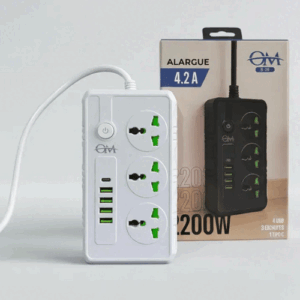 Alargue 2200w 3 Tomas 3 Usb 1 Tipo C Prot Sobrecarga OM T-19