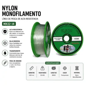 NYLON MONOFILAMENTO 0.60MM 15.5KG 100M